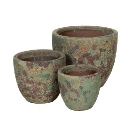  Wellington Classic kerámia növénytartó szett savmaratott zöldesbarna 22,5x19,5-38x31cm S3