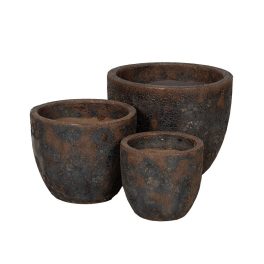   Wellington Classic kerámia növénytartó szett savmaratott rozsdabarna 22,5x19,5-38x31cm S3