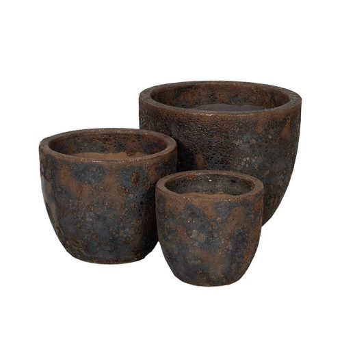 Wellington Classic kerámia növénytartó szett savmaratott rozsdabarna 22,5x19,5-38x31cm S3