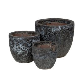   Wellington Classic kerámia növénytartó szett savmaratott szürke 22,5x19,5-38x31cm S3