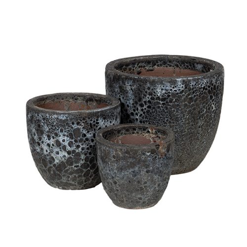 Wellington Classic kerámia növénytartó szett savmaratott szürke 22,5x19,5-38x31cm S3