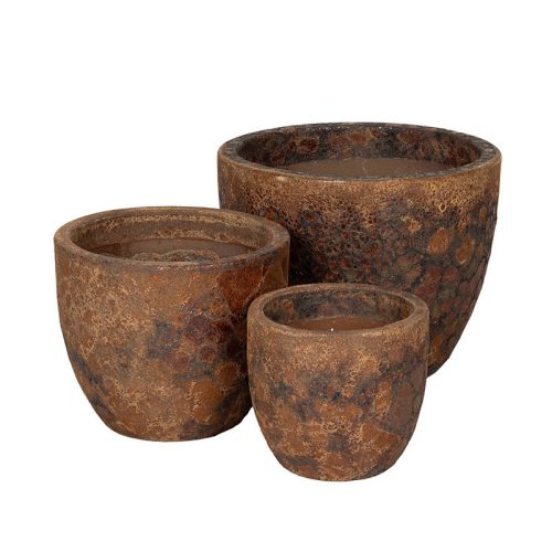 Wellington Classic kerámia növénytartó szett savmaratott barna 22,5x19,5-38x31cm S3
