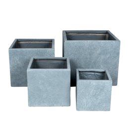   Atlanta Cube kompozit növénytartó szett szürke 22,5x22,5x22-44x44x38cm S/4