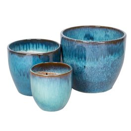   Emerson Vase kerámia növénytartó szett jégkék 22x22-39,5x34cm S3