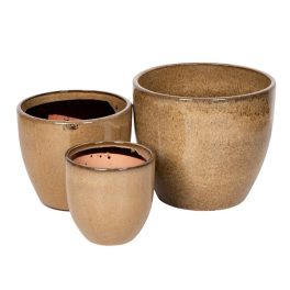   Emerson Vase kerámia növénytartó szett barna 22x22-39,5x34cm S3