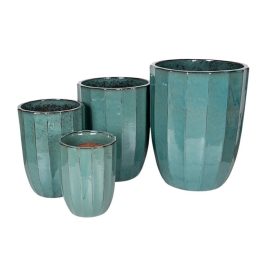   Harlow Rib Vase kerámia növénytartó szett türkiz 31x40-56x71cm S4