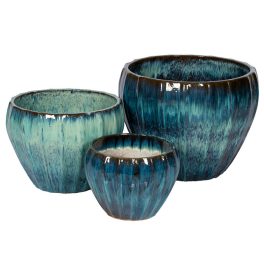   Sinclair Eros kerámia növénytartó szett jégkék 32x24-55x41cm S3