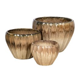   Sinclair Eros kerámia növénytartó szett fekete-krém 32x24-55x41cm S3