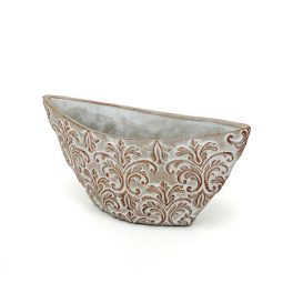 csónak alakú Tendril kő tál antikolt szürke - barna 30x12x15cm GX-8207_30
