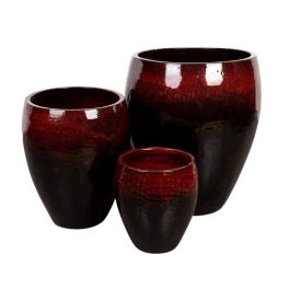 Vague Vase kerámia növénytartó szett vörös-fekete 25x29-46x54cm S/3 LF-531100