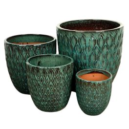   Corrente Classic kerámia növénytartó szett türkiz 22x24-46x45,5cm S/4
