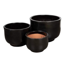   Malaga Rita High kerámia ültetőtál szett ébenfekete 30x22-48,5x35cm S/3
