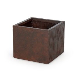 Yukon Cube kompozit növénytartó rozsdabarna 28x28x28cm