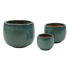   Cove Caldron kerámia növénytartó szett mohazöld 27x18-53x38cm S3