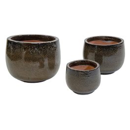   Cove Caldron kerámia növénytartó szett espresso 27x18-53x38cm S3