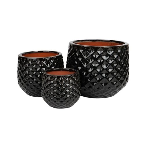 Caldera Wibo kerámia növénytartó szett szürke 18x15-32x27cm S3