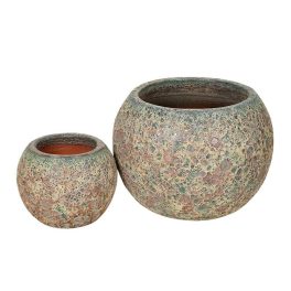   Byron Globe kerámia növénytartó szett savmaratott zöldesbarna S2 29x22-48x36cm S2