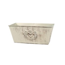 szögletes szívmintás cink tál krém 23,5x13x10cm