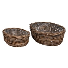 ovális rattan tál szett barna 44x32x15cm S/2 VD-30055S2
