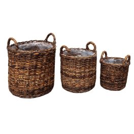 Abaca tengerifű hengerkaspó szett barna 57x56/67cm S/3 VD-800867S3
