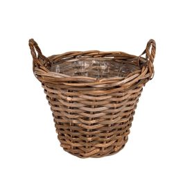 hasított rattan kaspó két füllel barna 30x23/28cm VD-900388