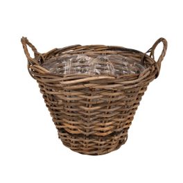 hasított rattan kaspó két füllel barna 35x25/33cm VD-900391