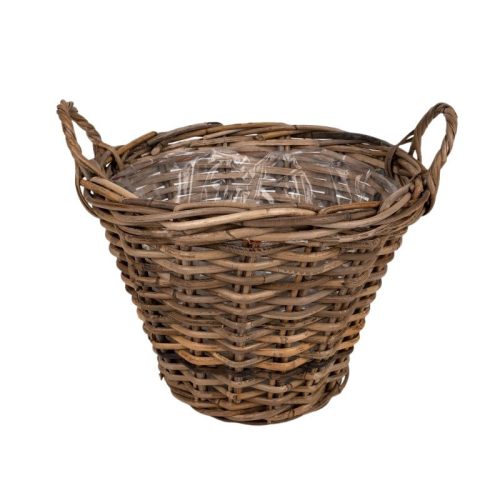 hasított rattan kaspó két füllel barna 35x25/33cm VD-900391