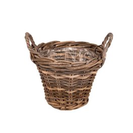 hasított rattan kaspó két füllel barna 25x19/24,5cm VD-901117