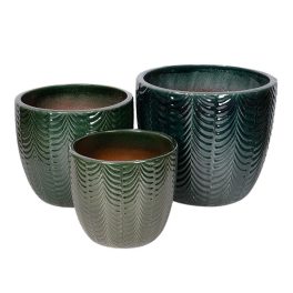   Sylva Classic kerámia növénytartó szett fenyőzöld 38,5x34-57x49cm S3