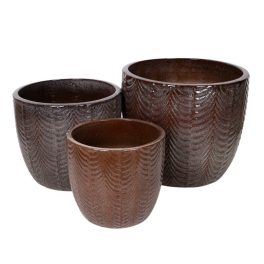   Sylva Classic kerámia növénytartó szett rusztikus barna 38,5x34-57x49cm S3