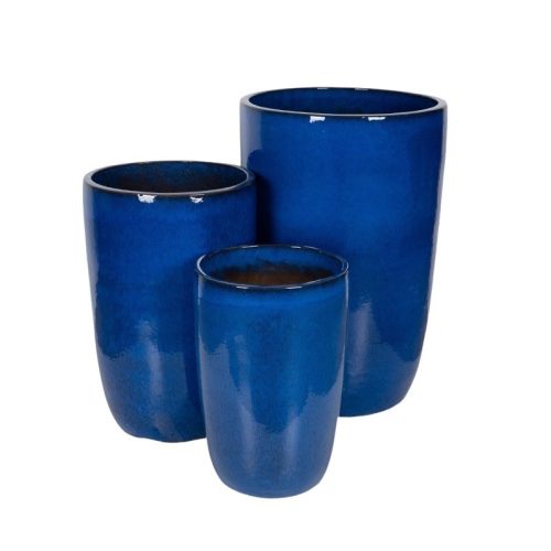 Vase Giant kerámia növénytartó szett acélkék 42x63-65x100cm S3