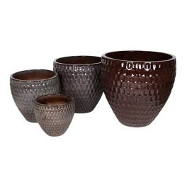   Remy Classic kerámia növénytartó szett rusztikus barna 30x27-57,5x55,5cm S4