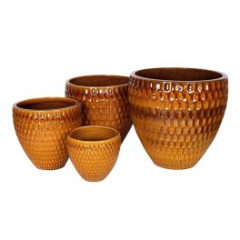   Remy Classic kerámia növénytartó szett mézbarna 30x27-57,5x55,5cm S4
