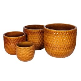  Hollis Classic kerámia növénytartó szett mézbarna 30x27-59x50cm S4