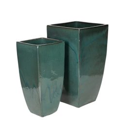   Indy Vase kerámia váza szett mohazöld 35x35x62-42x42x78cm S2